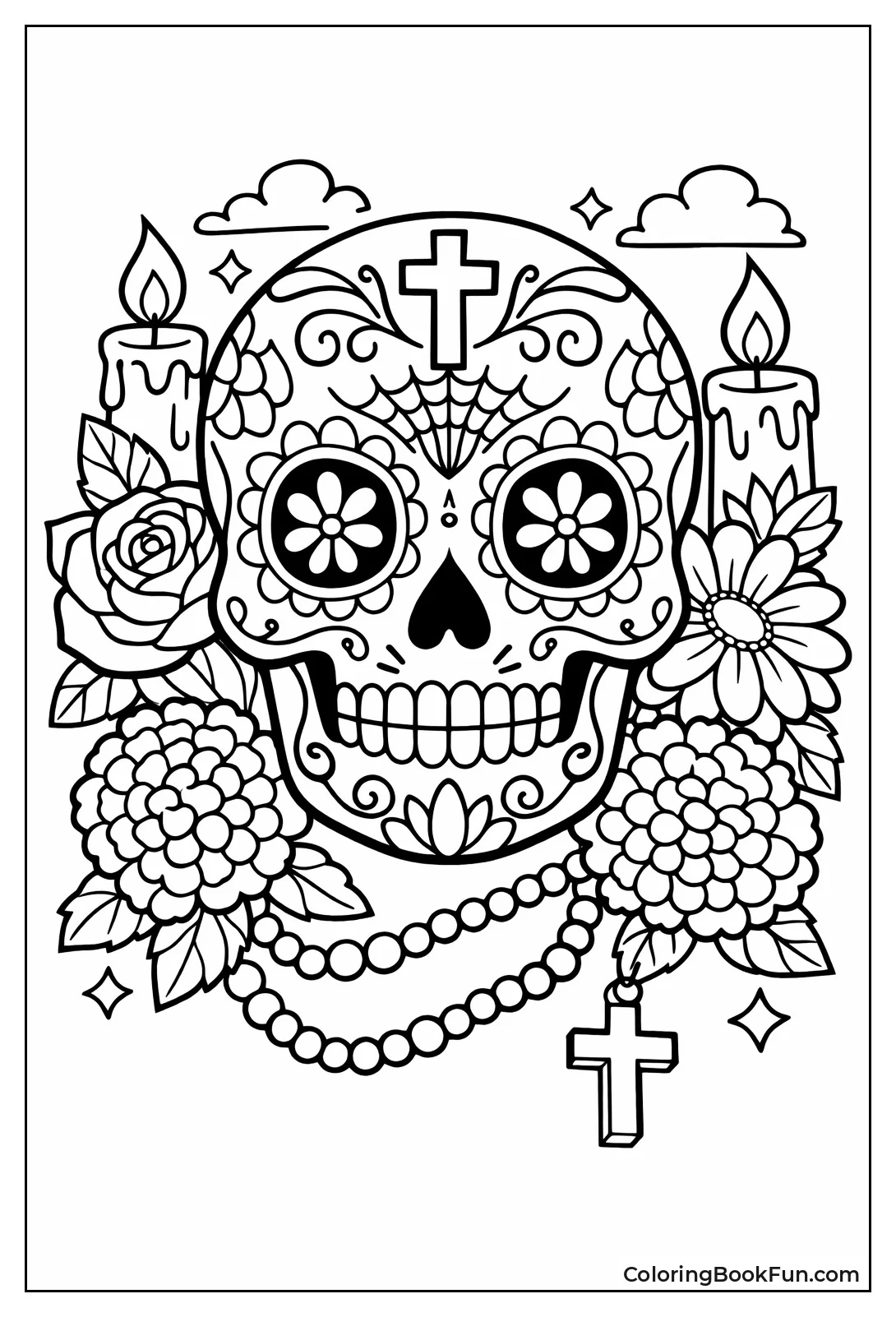 Cross Flower Sugar Skull