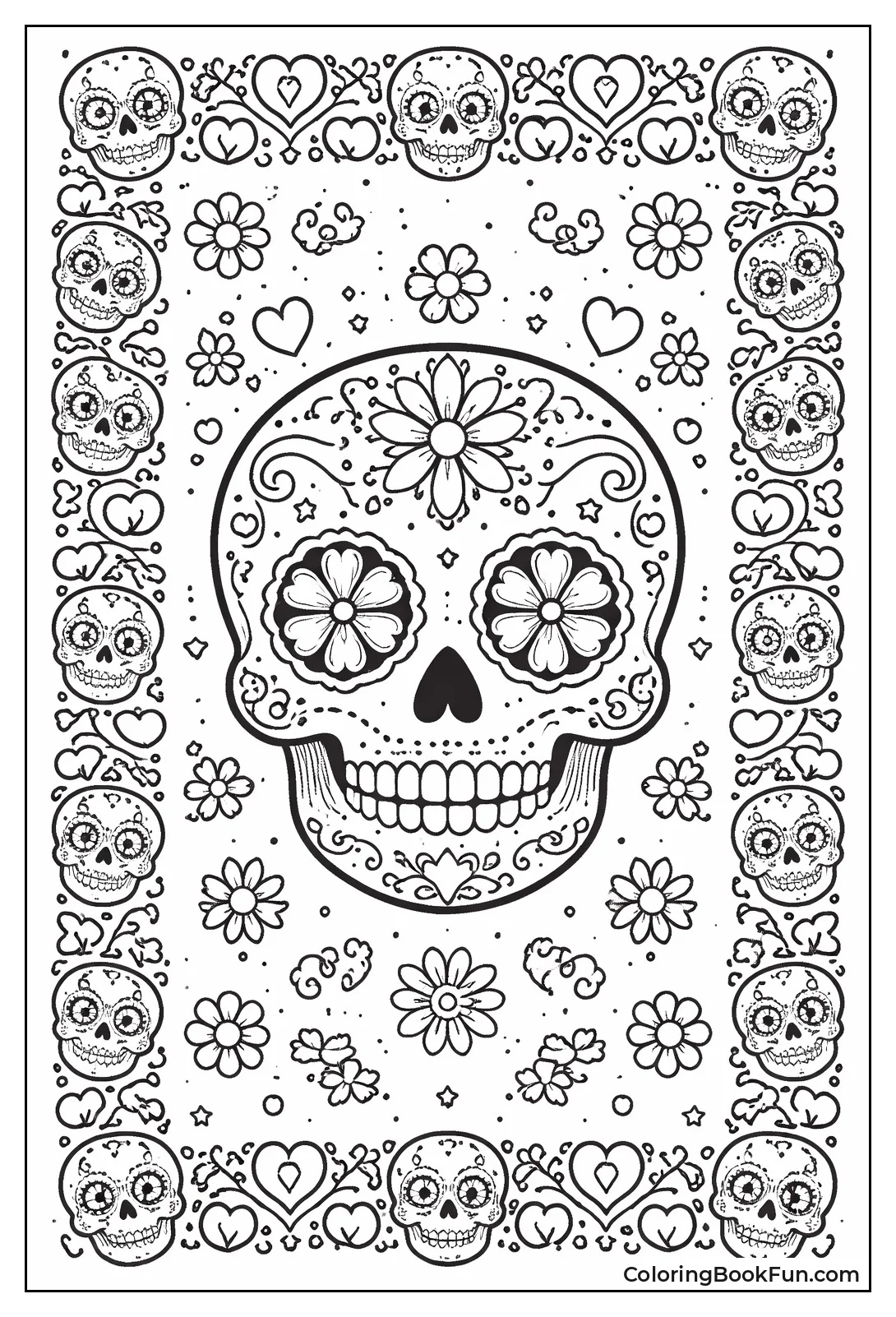 Dots Swirls Skull Border