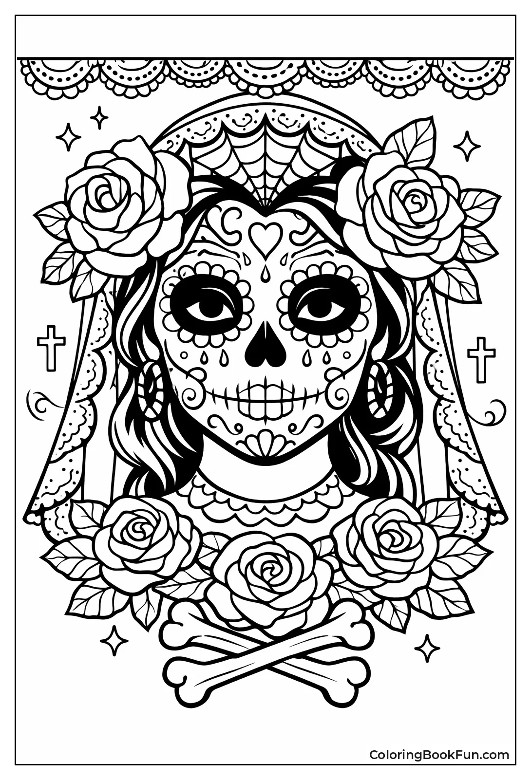Gothic Rose Female Skull