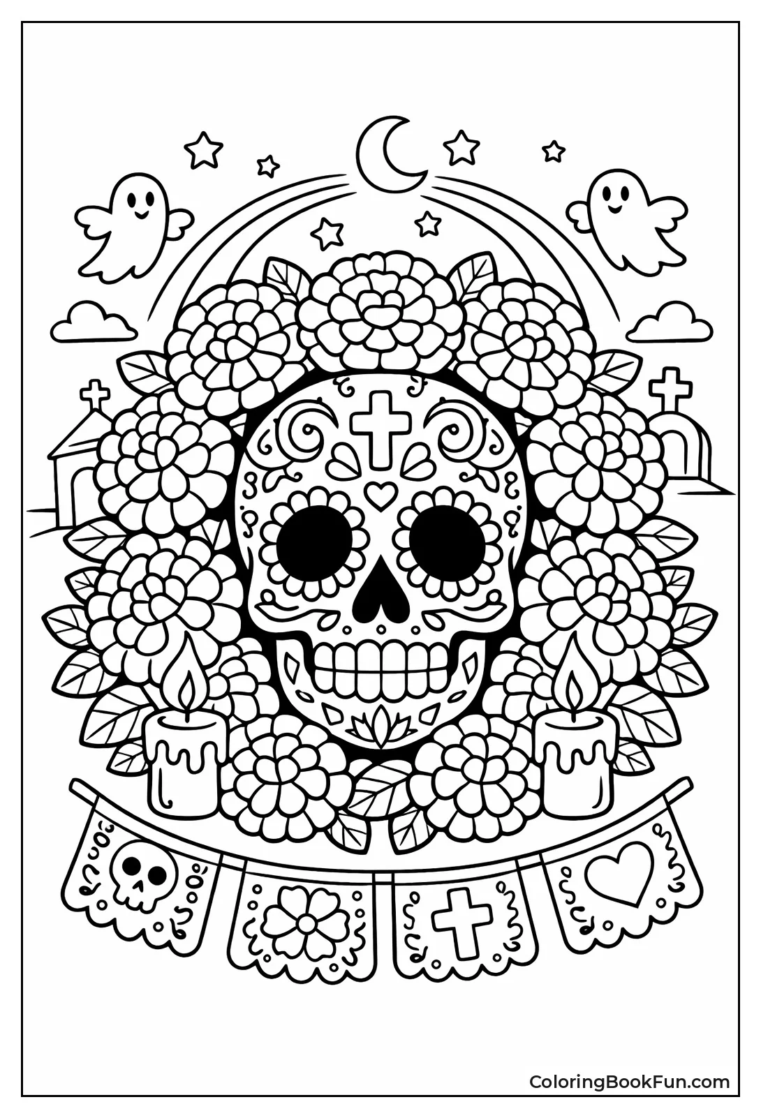 Marigold Wreath Sugar Skull