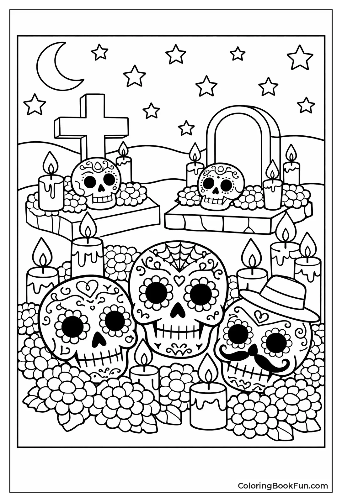 Nighttime Graveyard Sugar Skulls