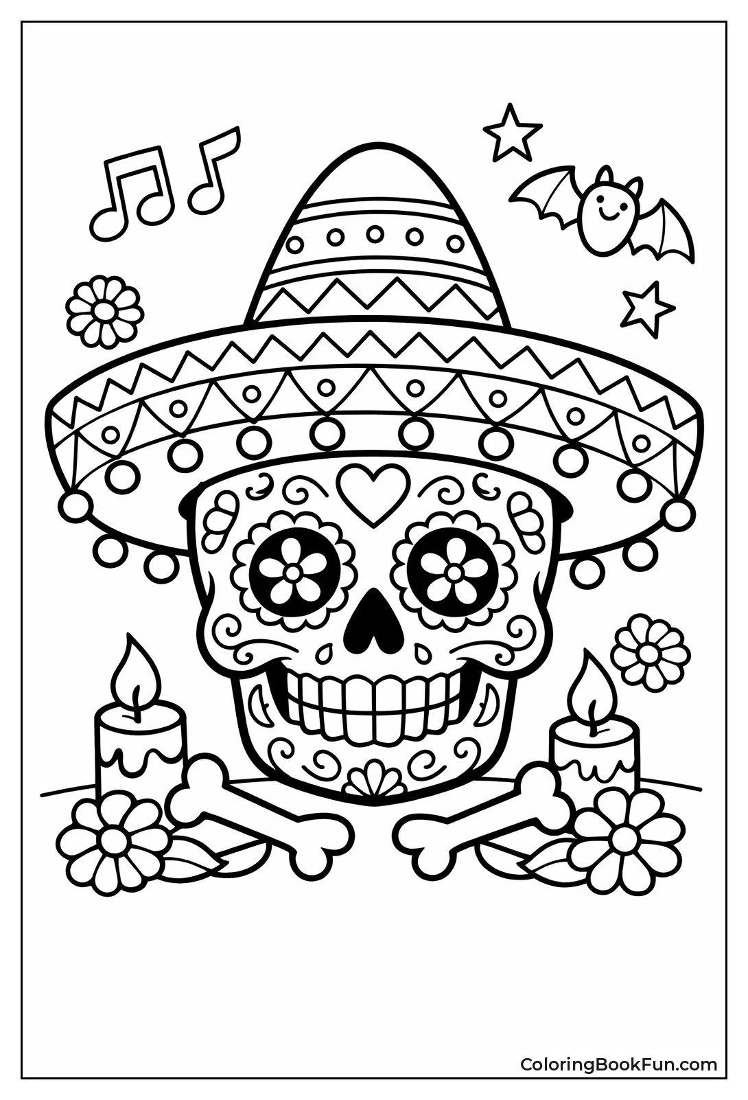Sombrero Grinning Sugar Skull