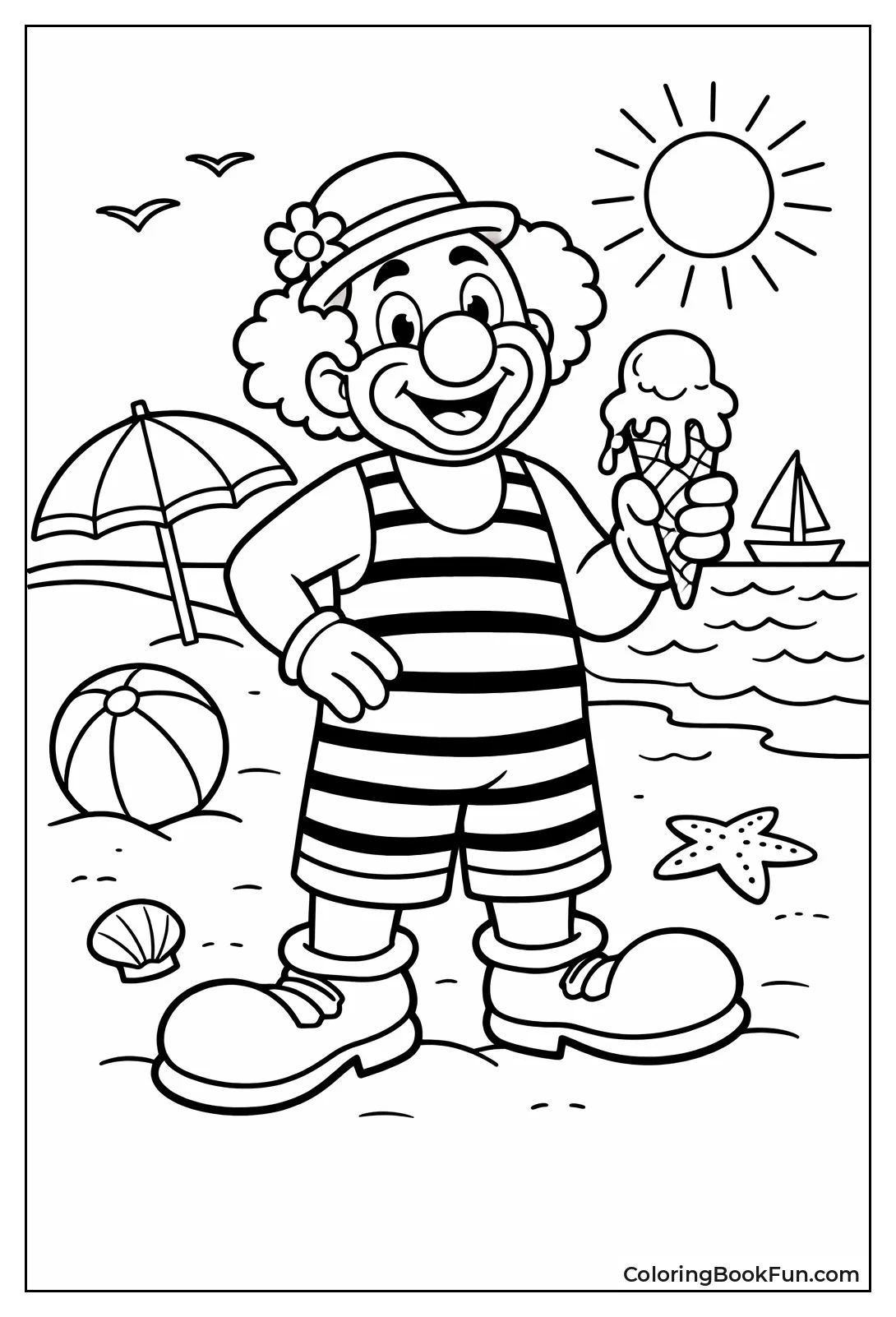 Beach Clown with Ice Cream
