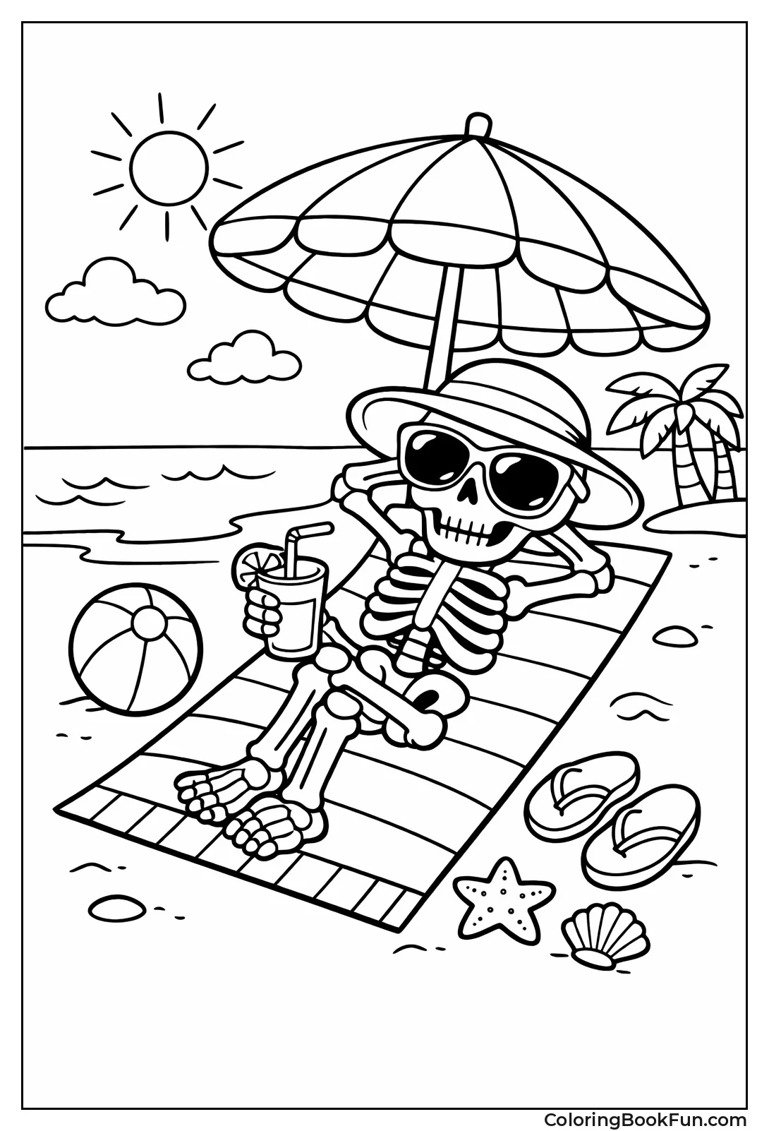 Beach Skeleton Wearing Sunglasses