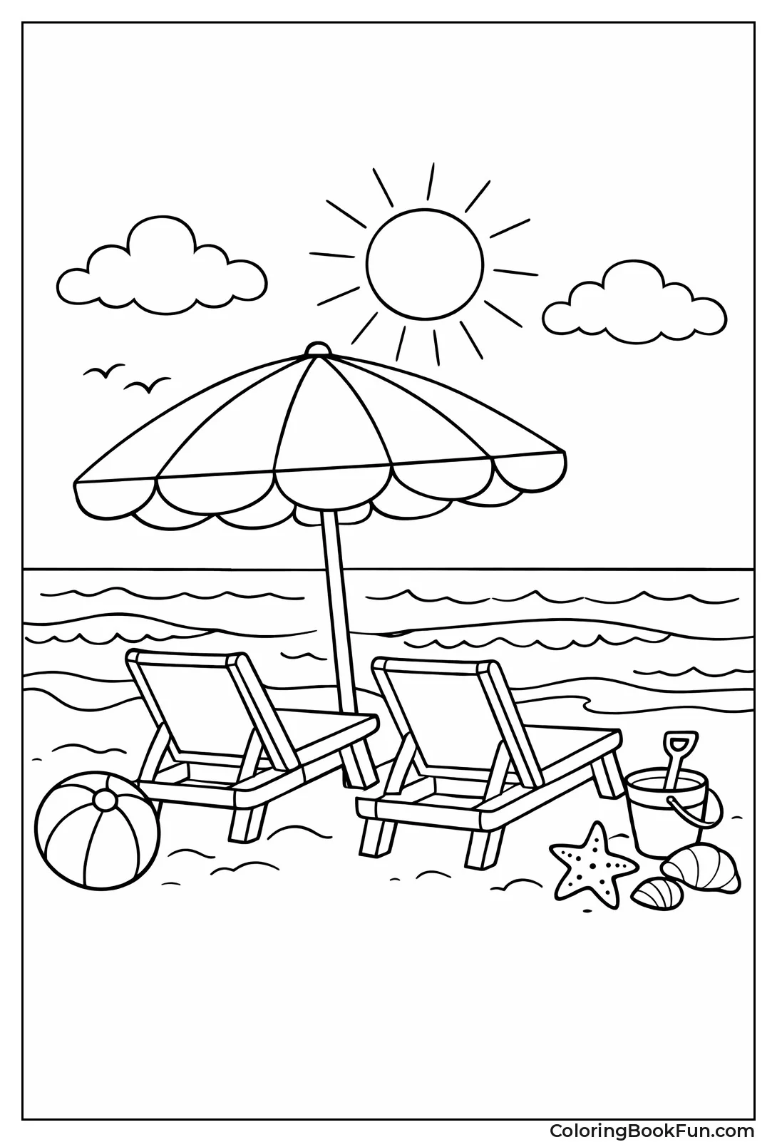 Beach Umbrella and Chairs