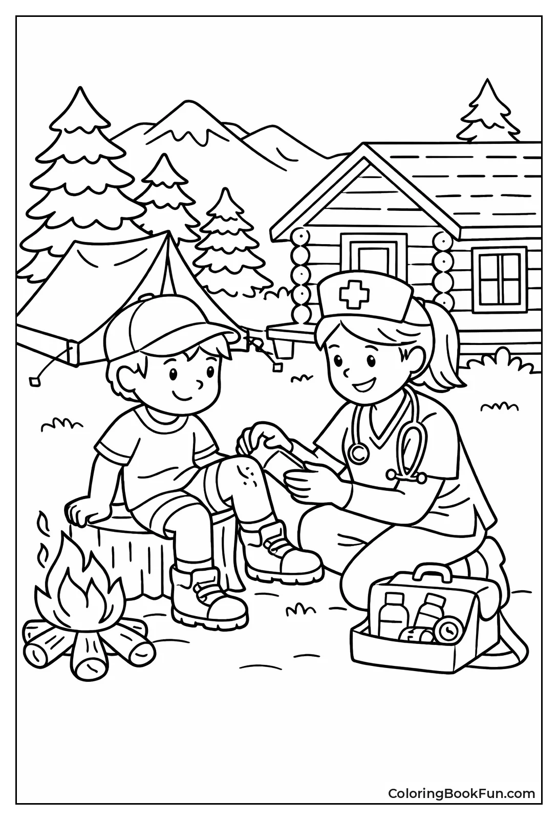 Camp Nurse Fixing Knee