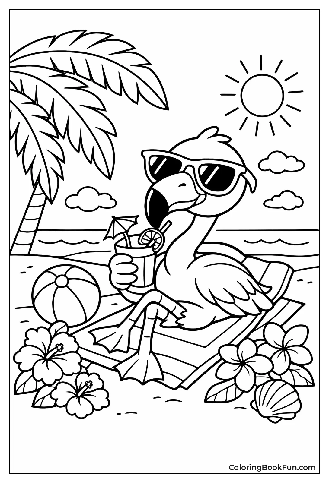 Summer Flamingo on Beach