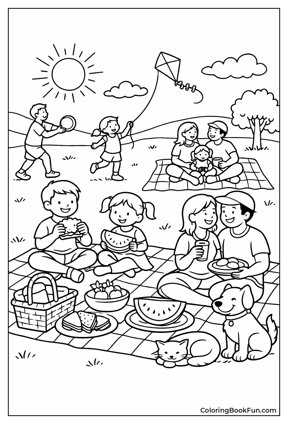 Summer Picnic on Grassy Field