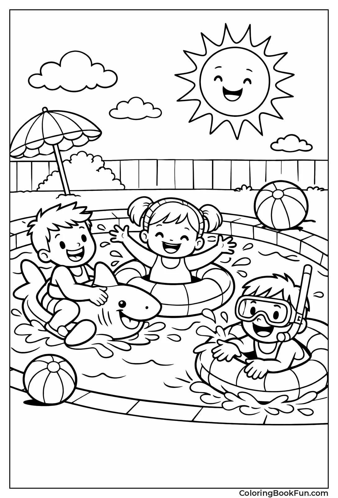 Kids Splashing in Pool