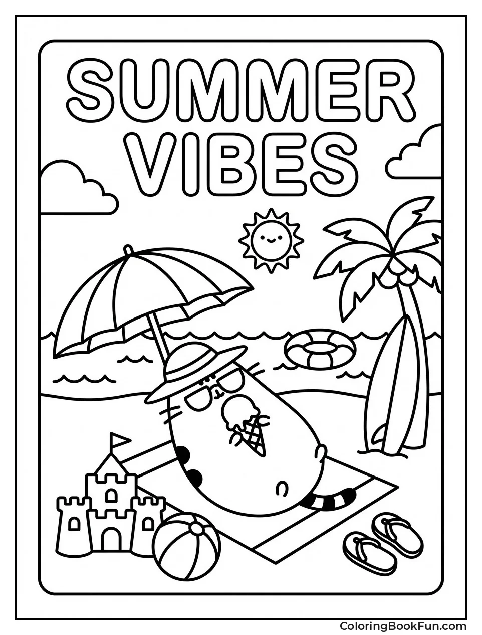 Pusheen at Summer Beach