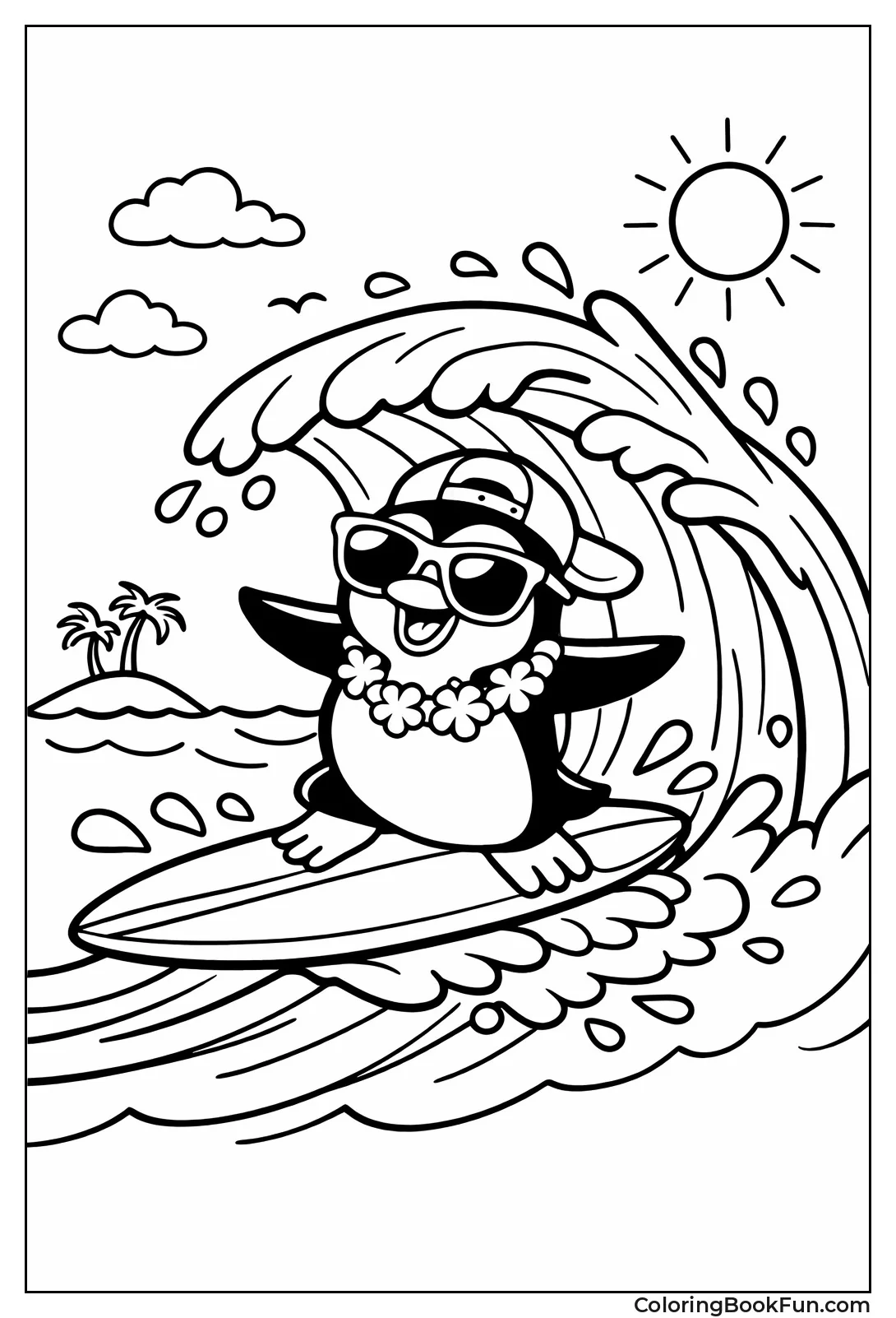 Surfing Penguin on Wave