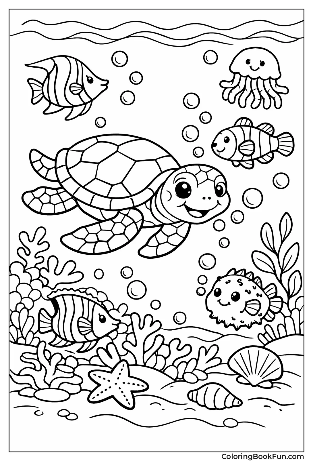 Reef with Fish and Turtle