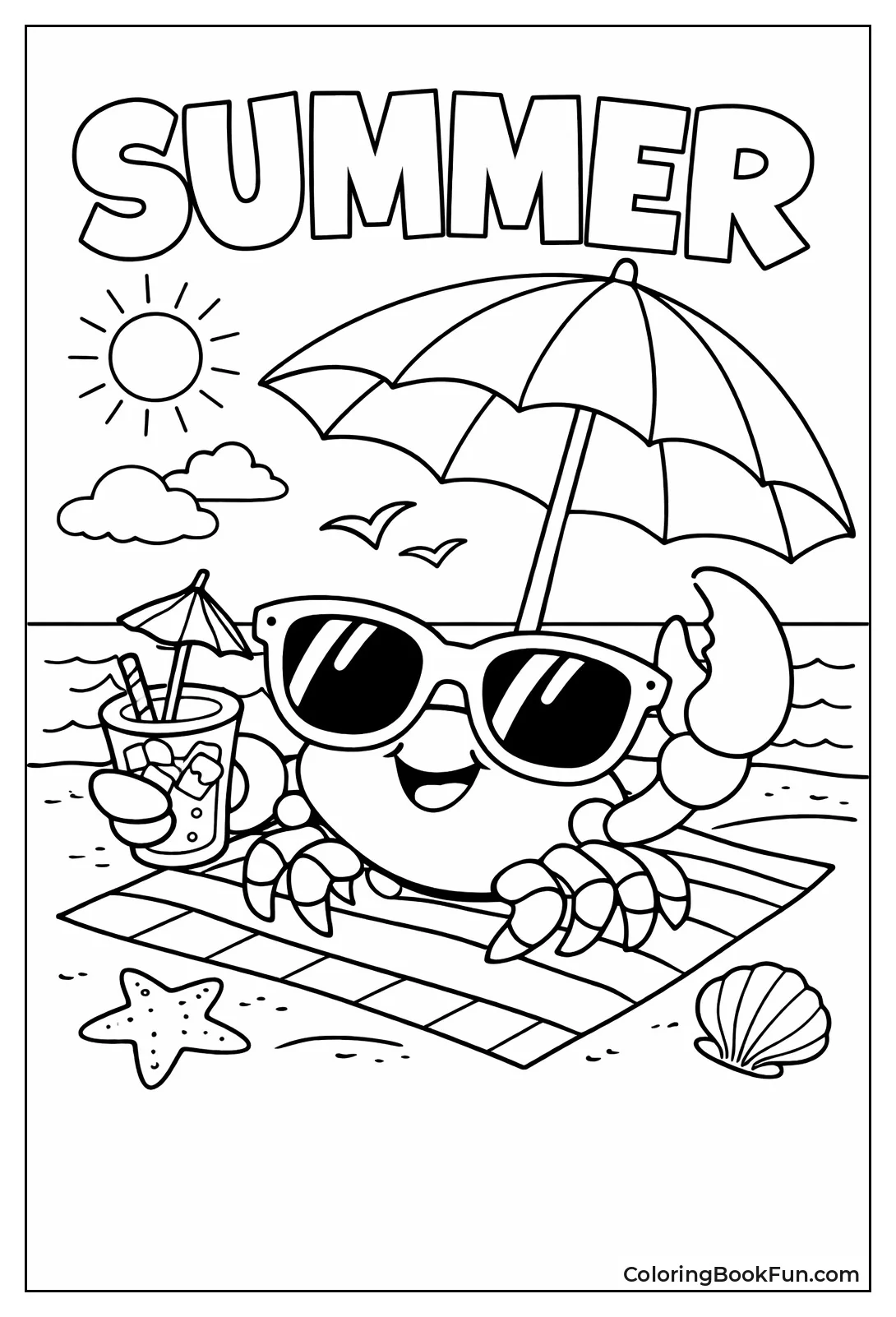 Crab Wearing Sunglasses at Beach