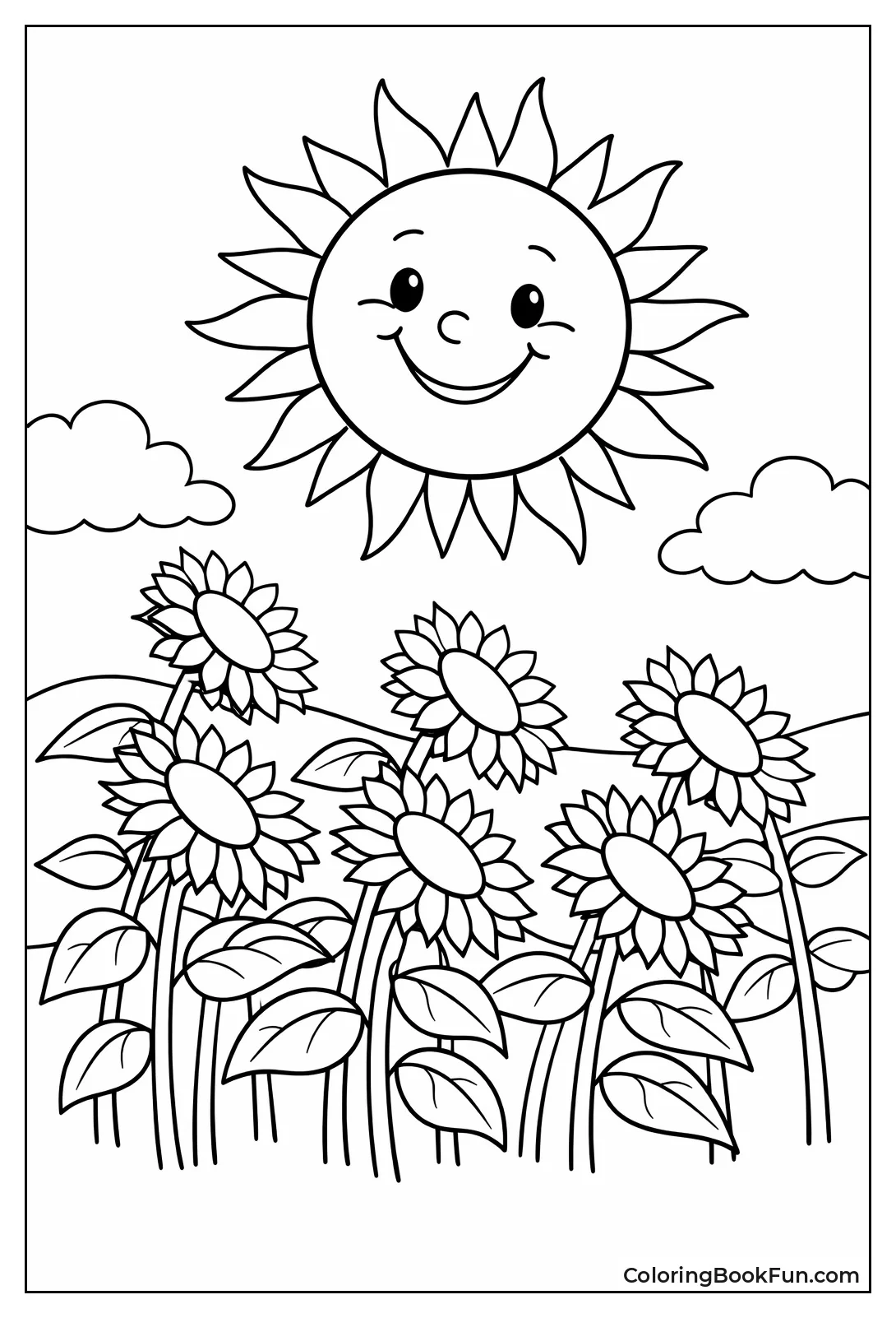 Sun Shining on Sunflowers