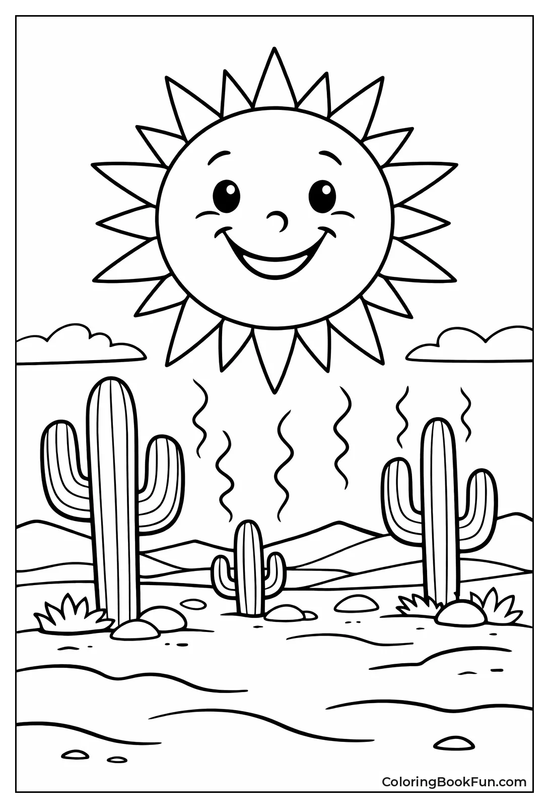 Intense Sun over Desert Cacti