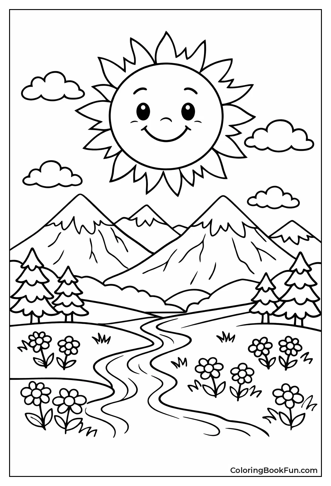 Sun over Snowy Mountains