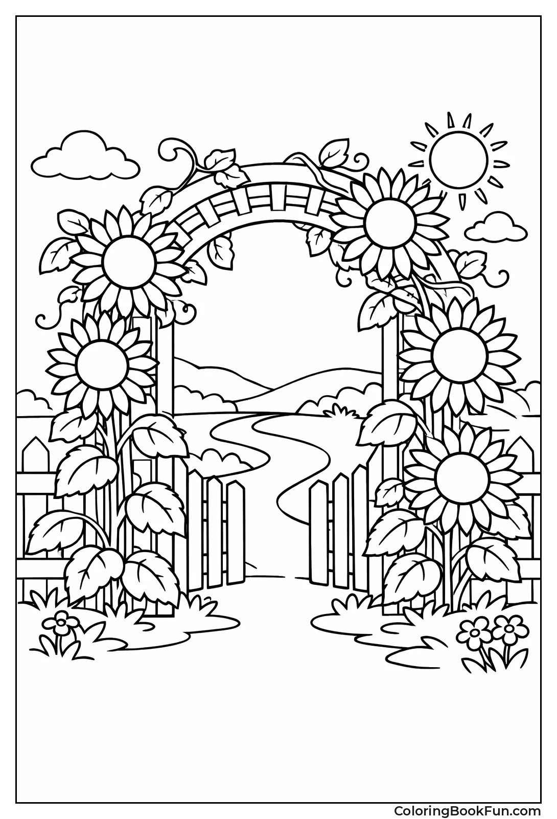 Sunflower Arch over Fence