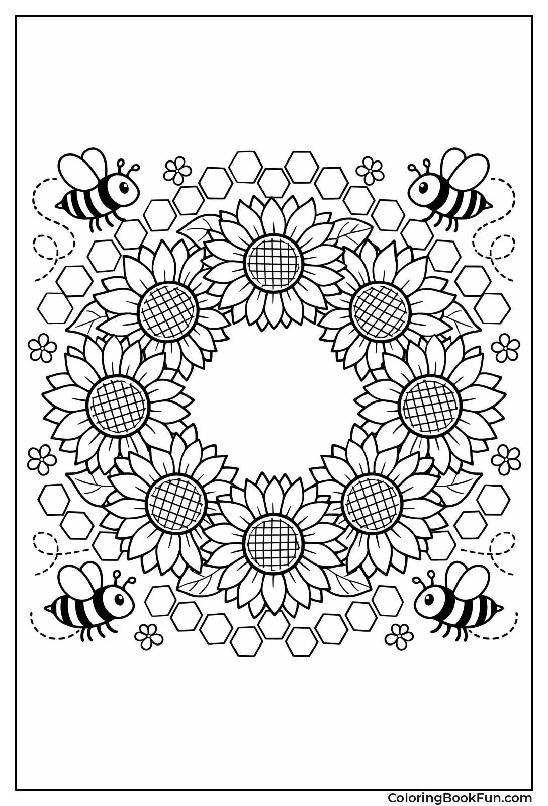 Bee Wreath Sunflower Mandala