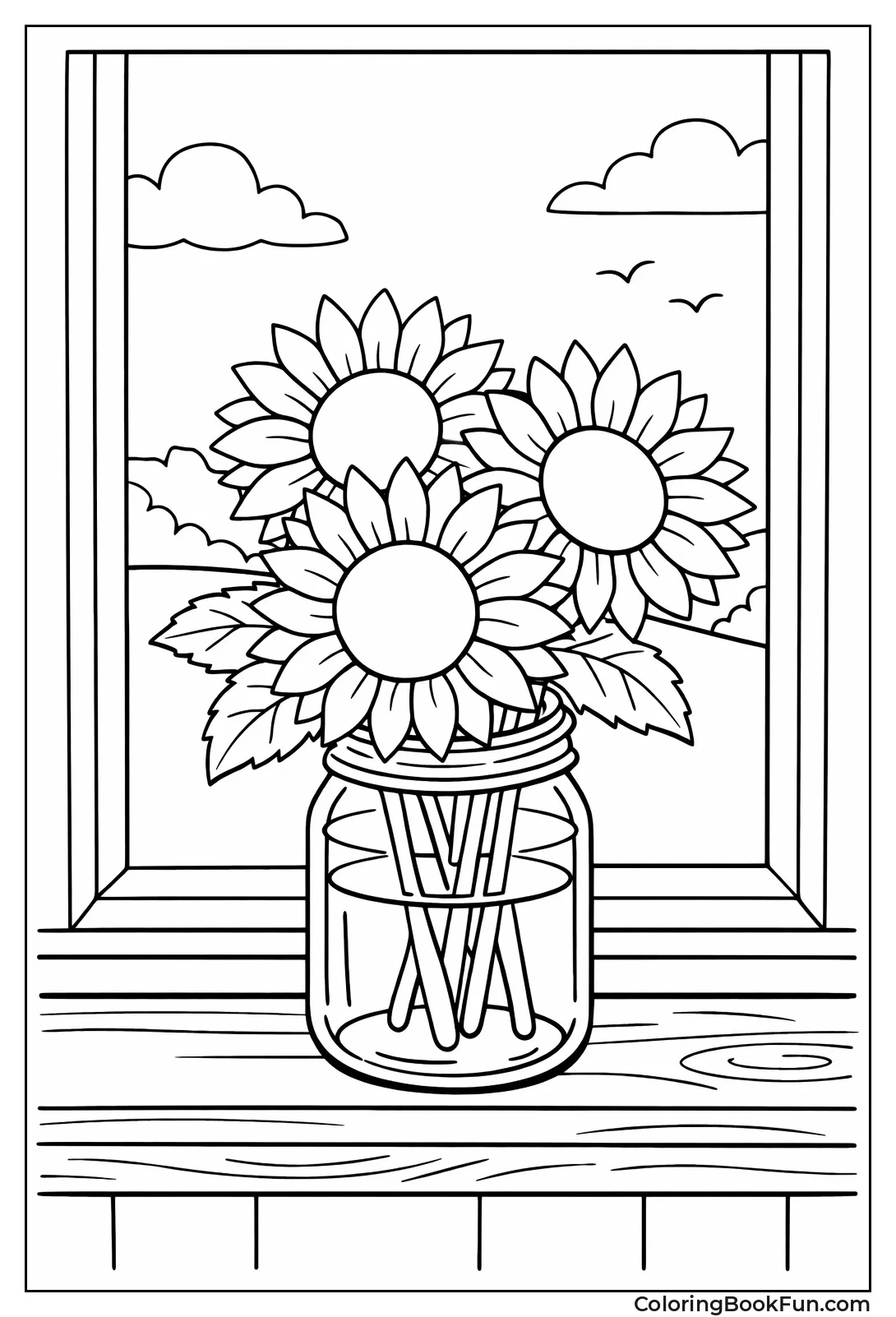 Sunflowers in Mason Jar