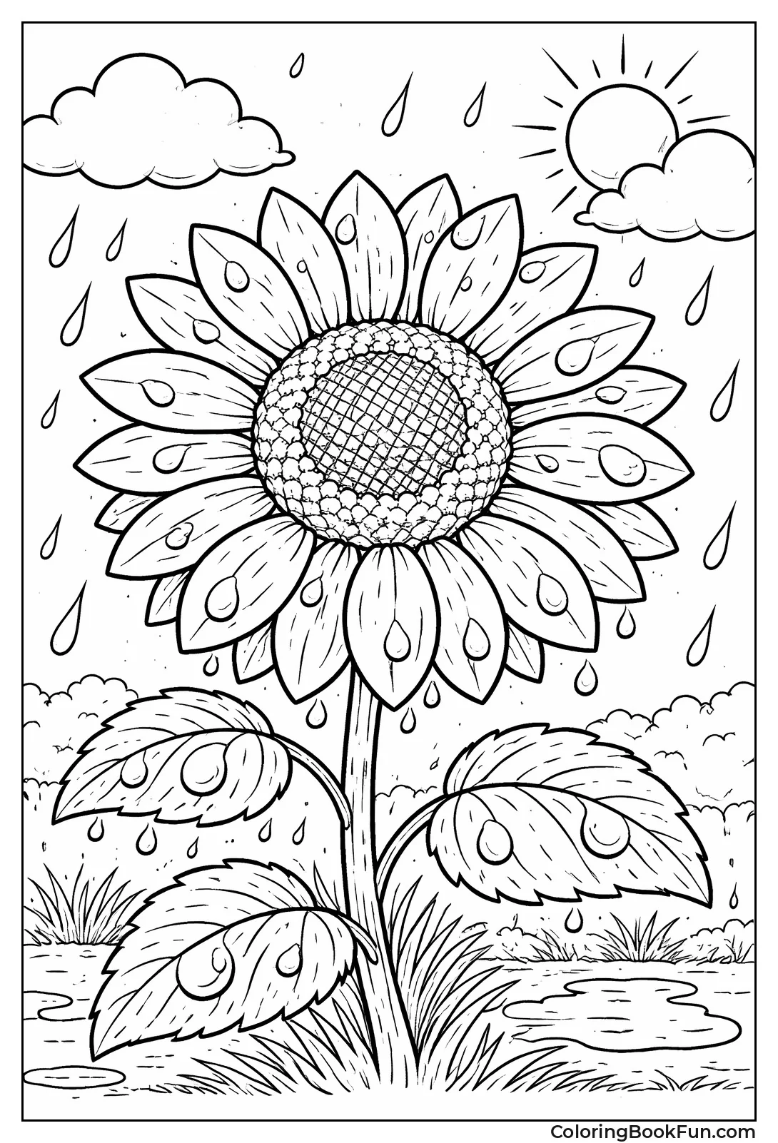 Raindrops on Sunflower Petals