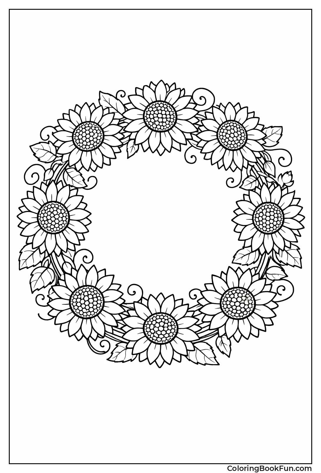 Sunflower Wreath Border