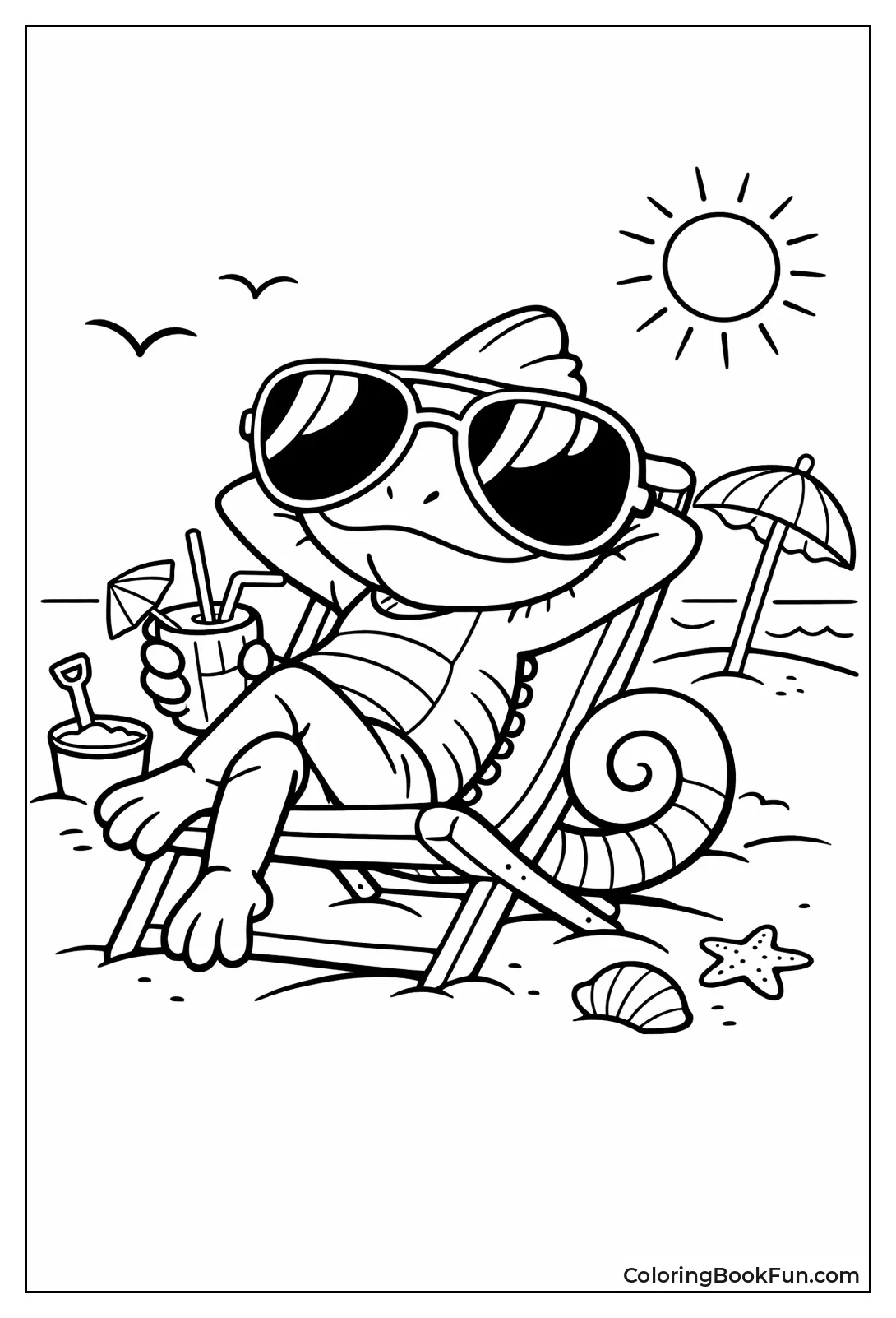 Cool Chameleon Wears Sunglasses