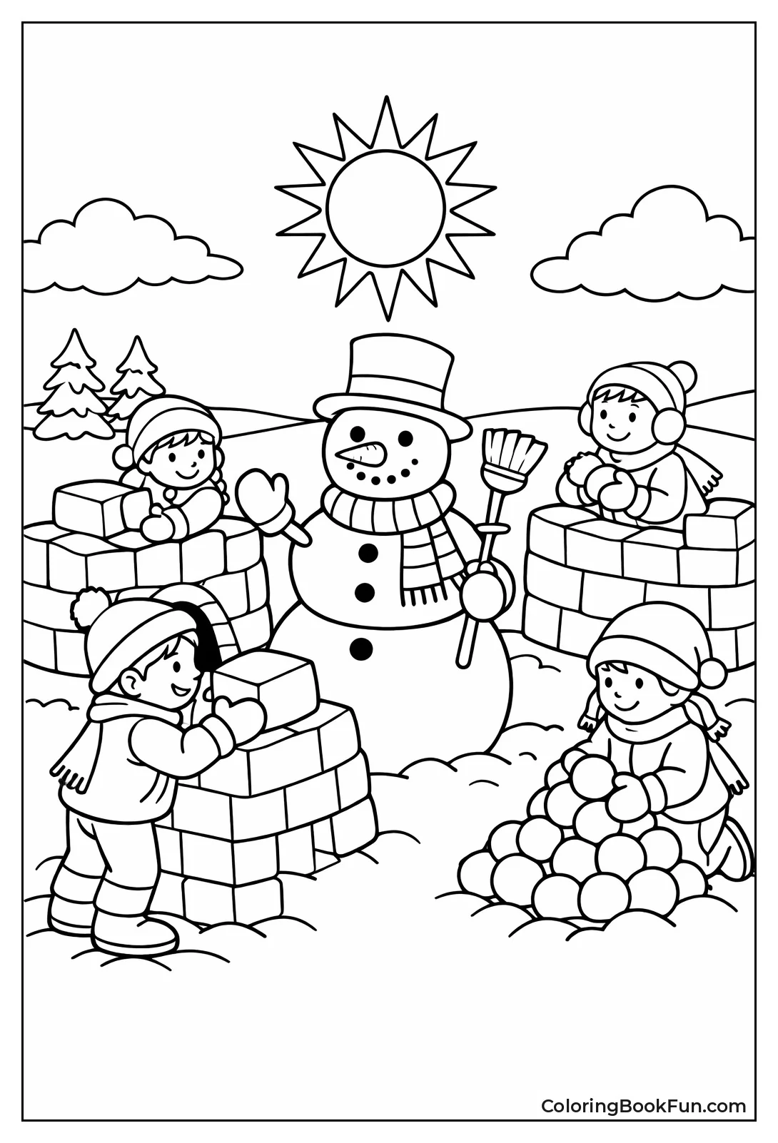 Kids Building Snow Forts