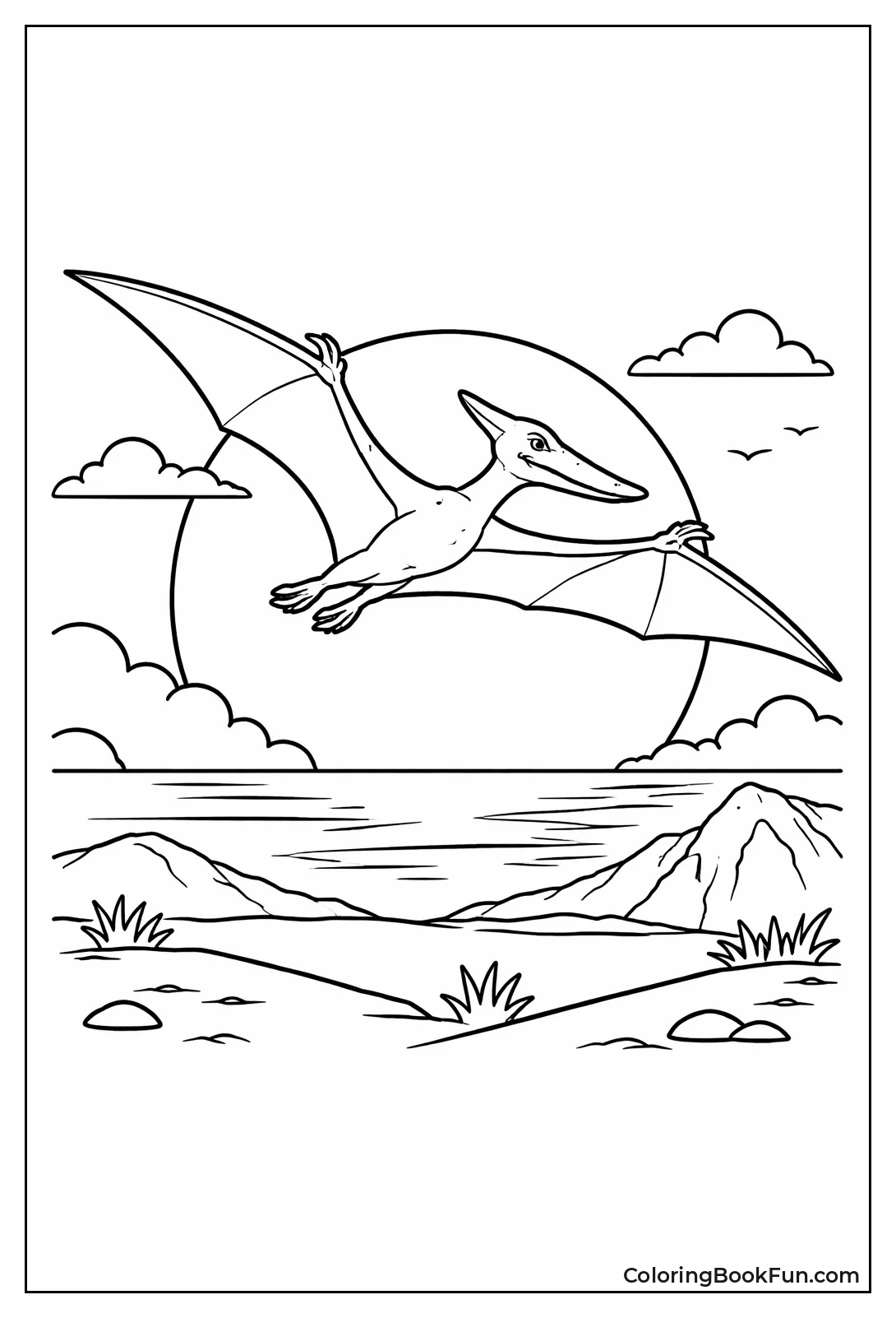 Pterodactyl Silhouette at Sunset