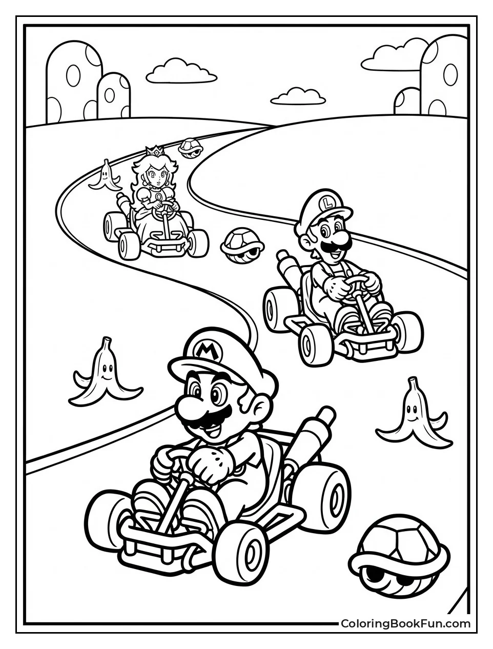 Characters Speeding with Banana Peels