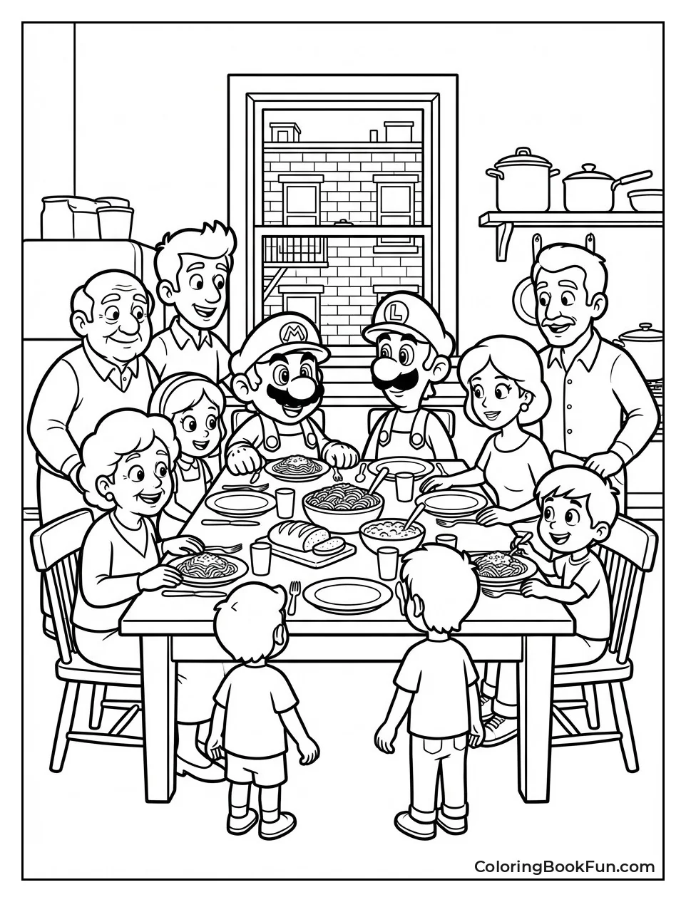 Mario Family at Dinner Table