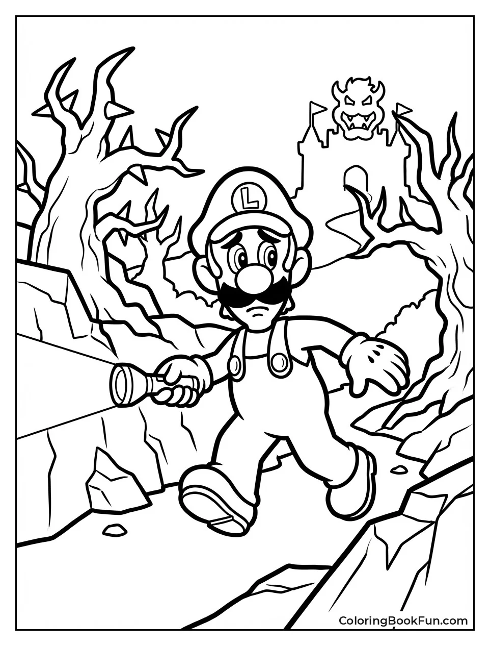 Luigi Walks Darklands with Flashlight