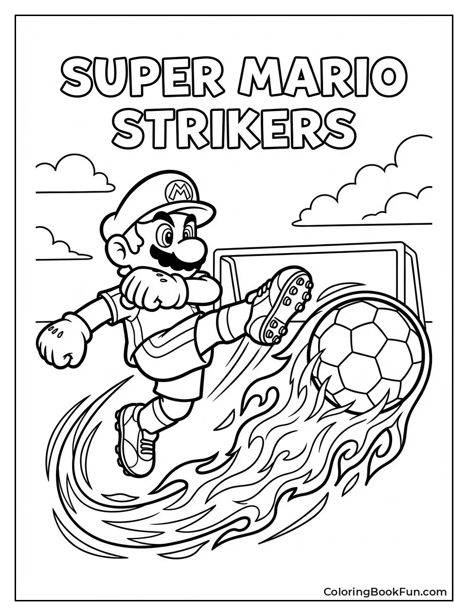 Mario Kicks Fiery Soccer Ball