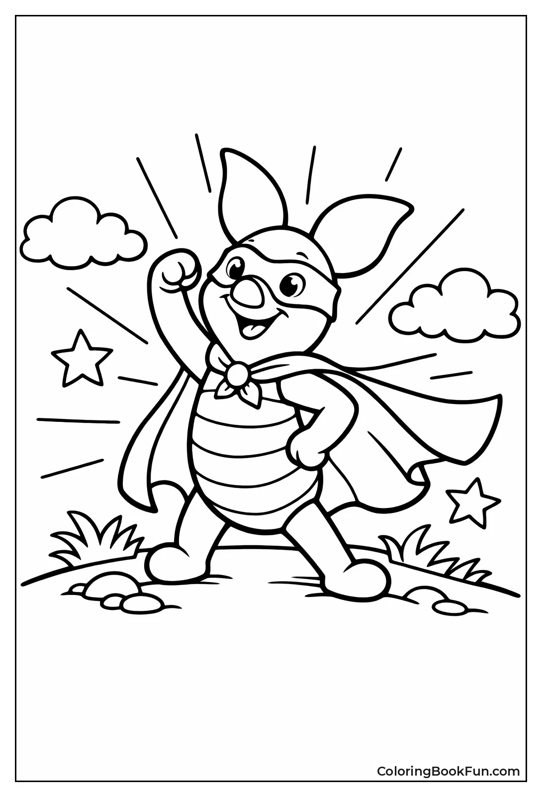 Superhero Piglet Poses Boldly