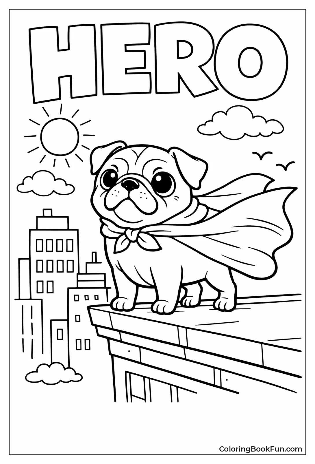 Superhero Pug on Building