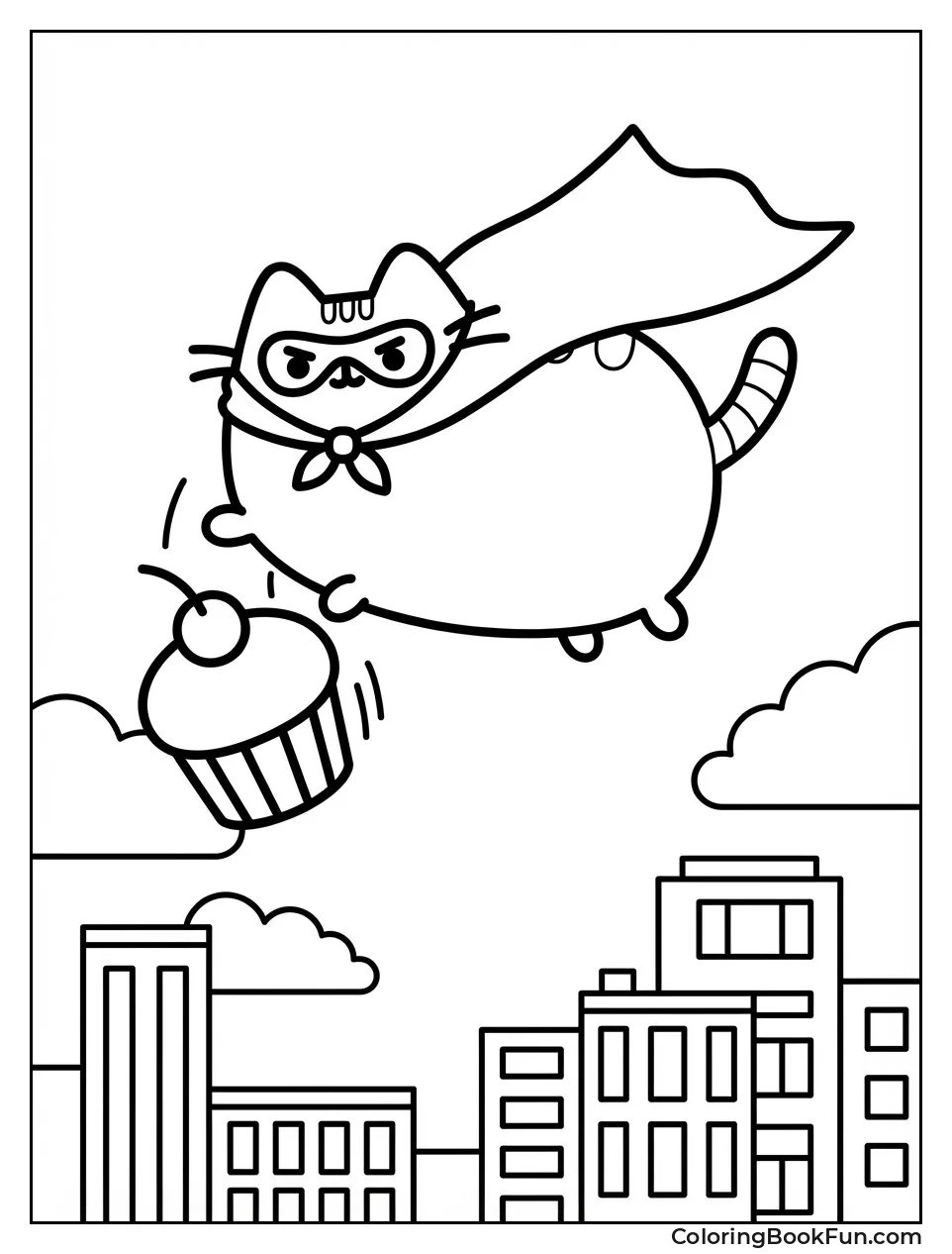 Superhero Pusheen Saving Cupcake