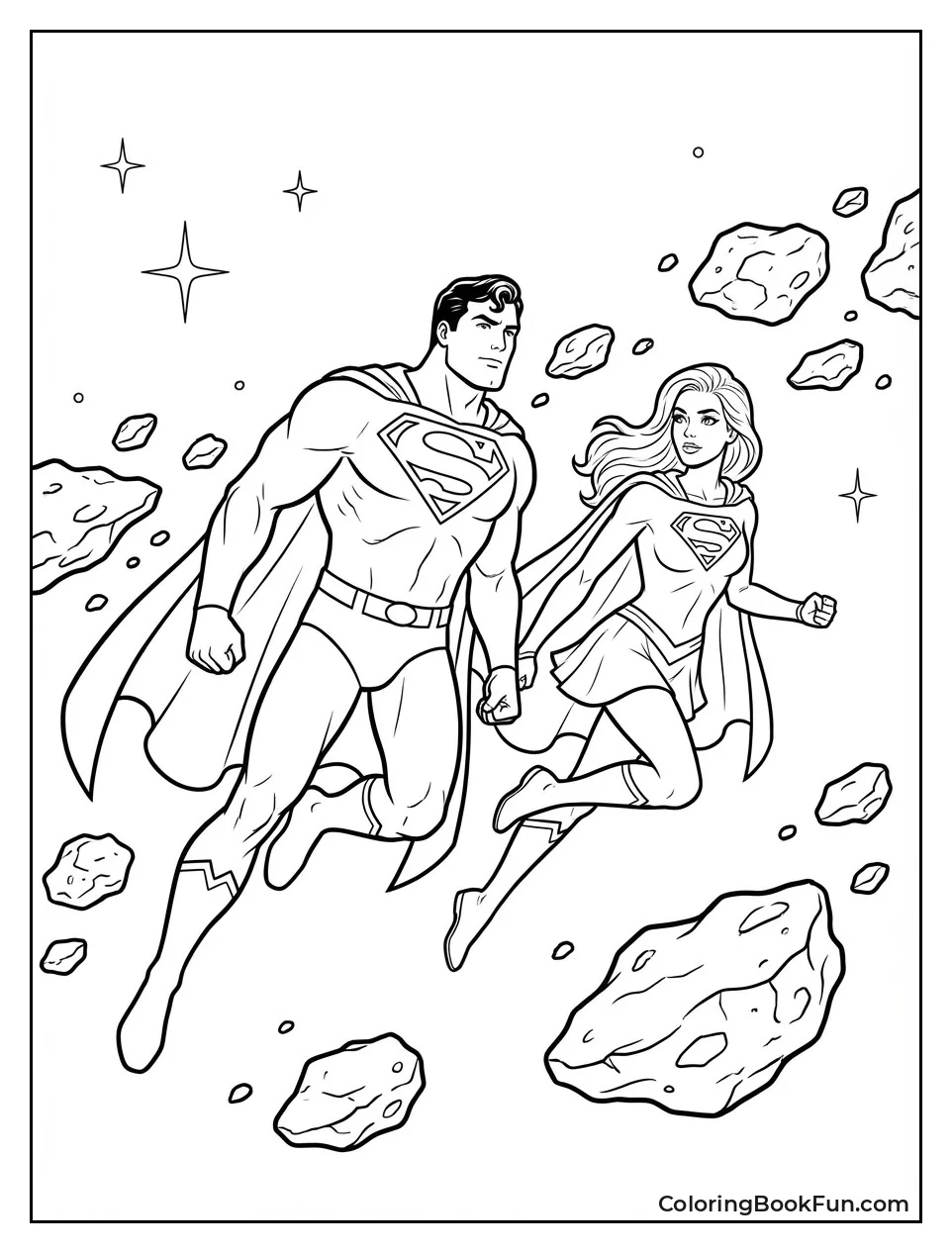 Superman and Supergirl Fly