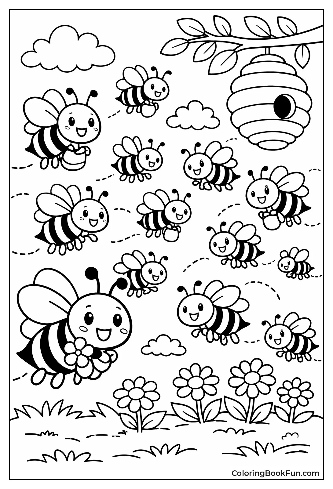 Swarming Bees Flying