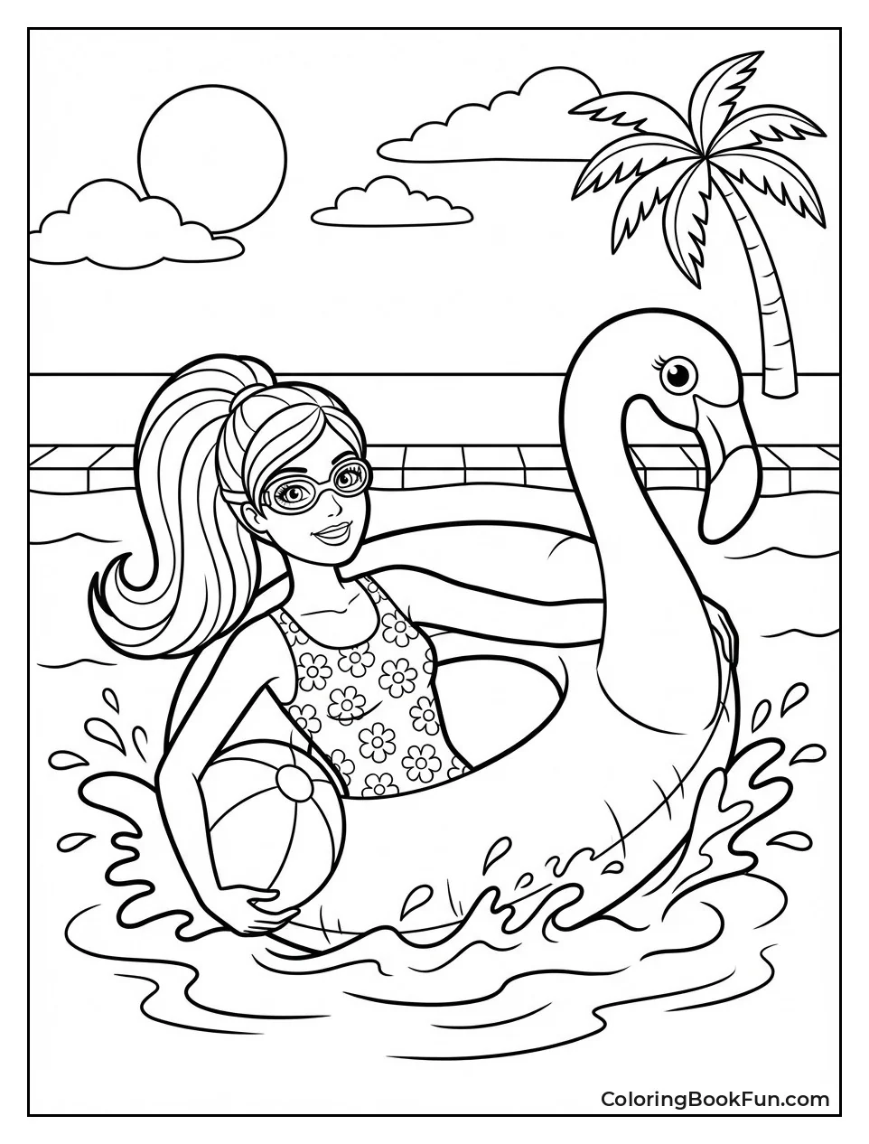 Swimming Barbie in Pool