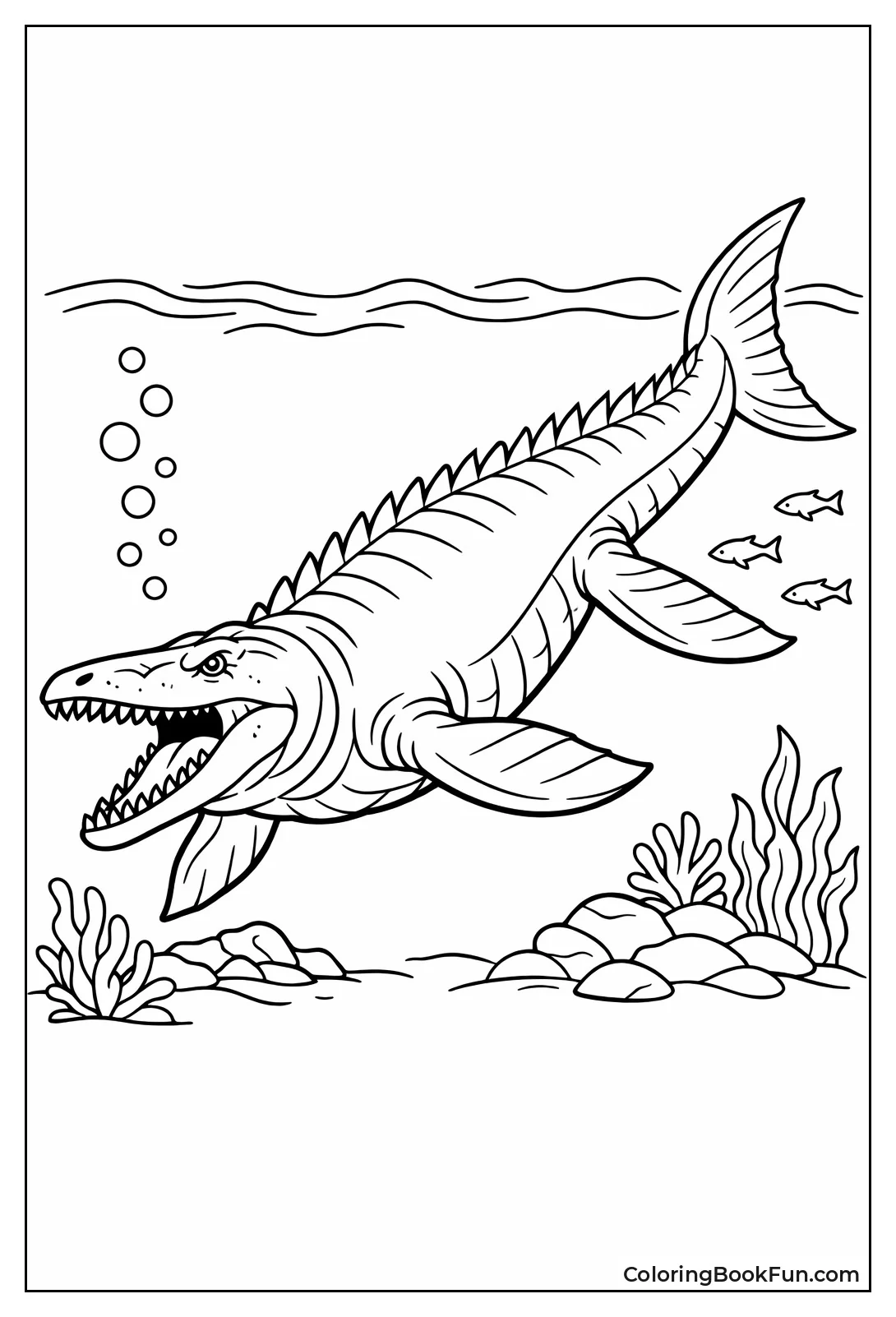 Mosasaurus Glides through Ocean