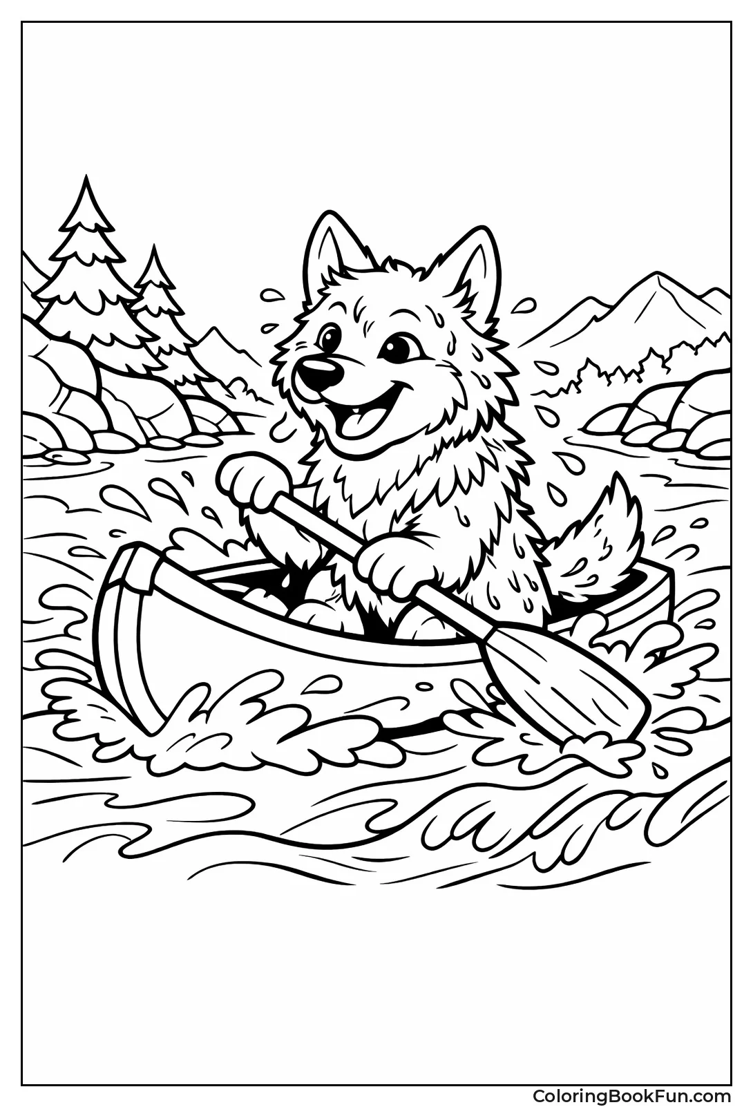 Wolf Swimming in River