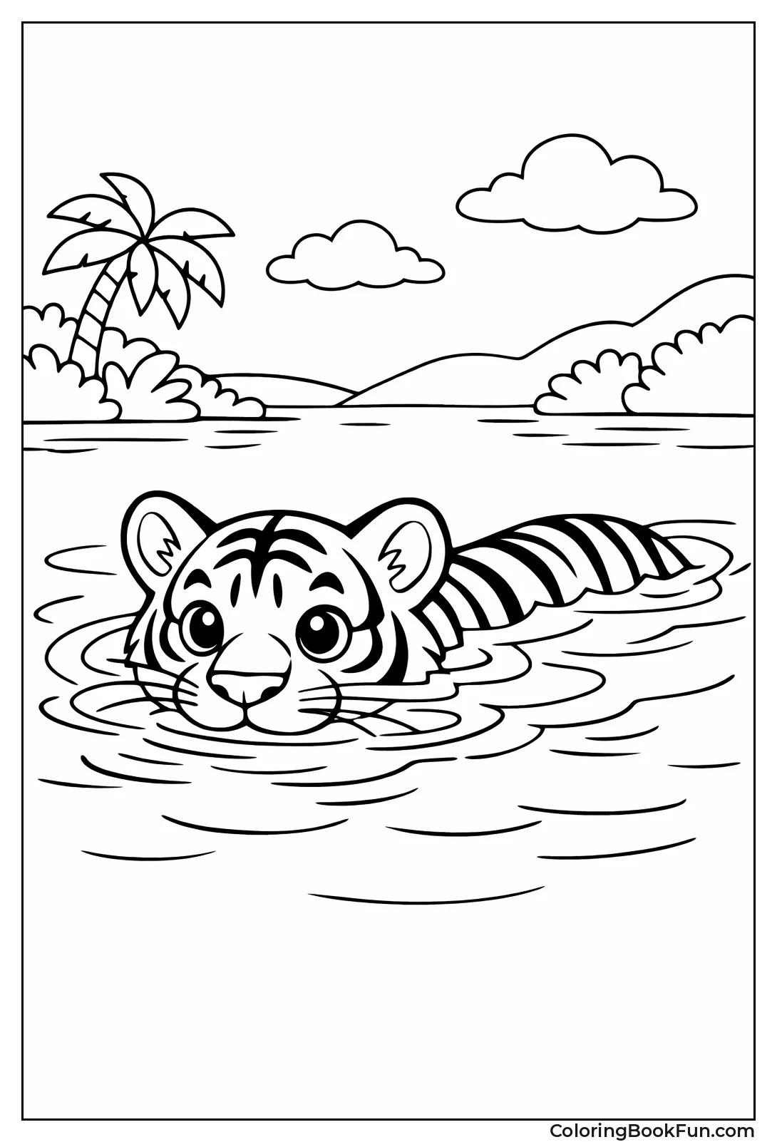 Swimming River Tiger