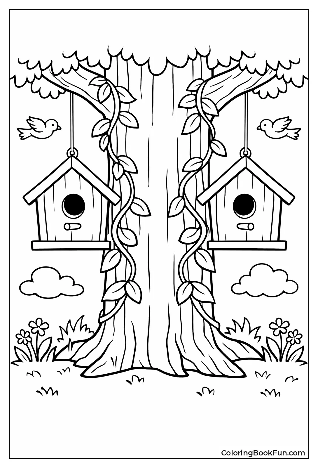 Symmetrical Birdhouses Frame Tree