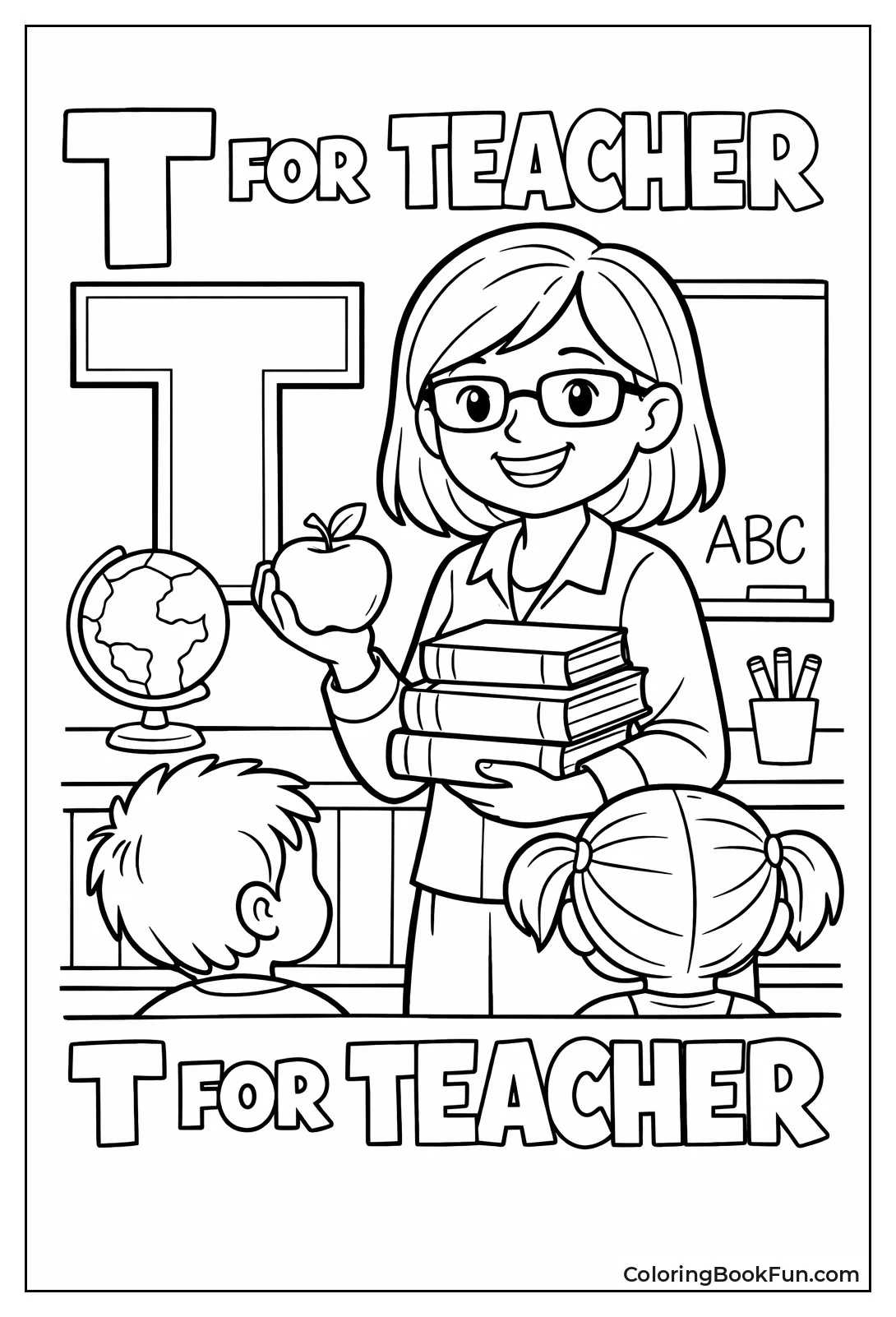Letter T Teacher Holding Apple