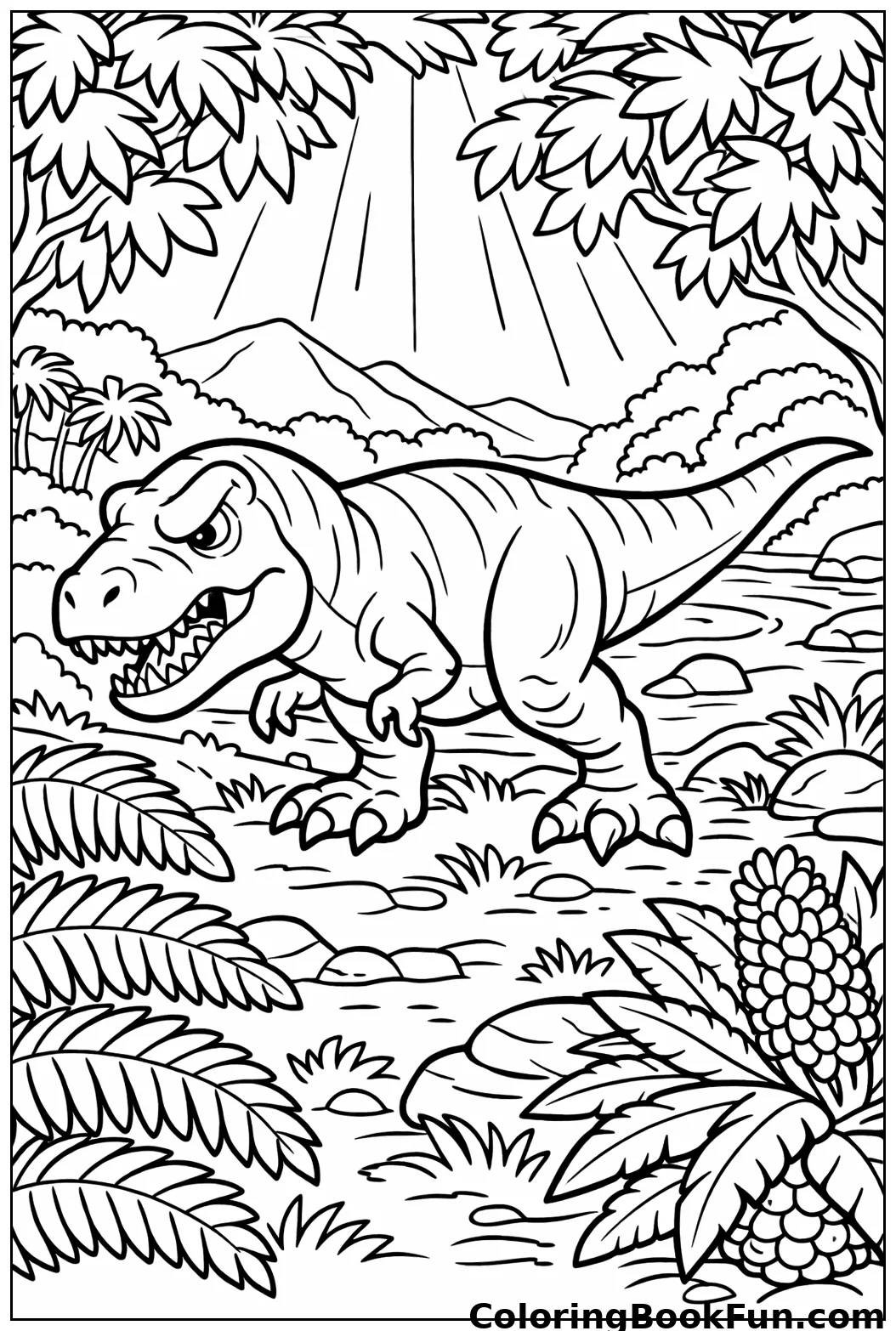 T-Rex Stalks Through Jungle