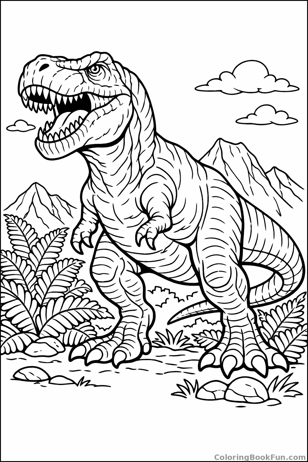 Standing T-Rex Among Ferns