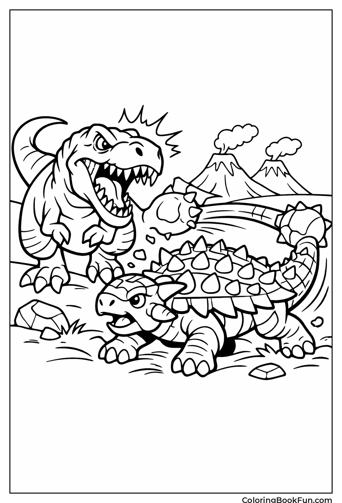 T-Rex Fights Ankylosaurus