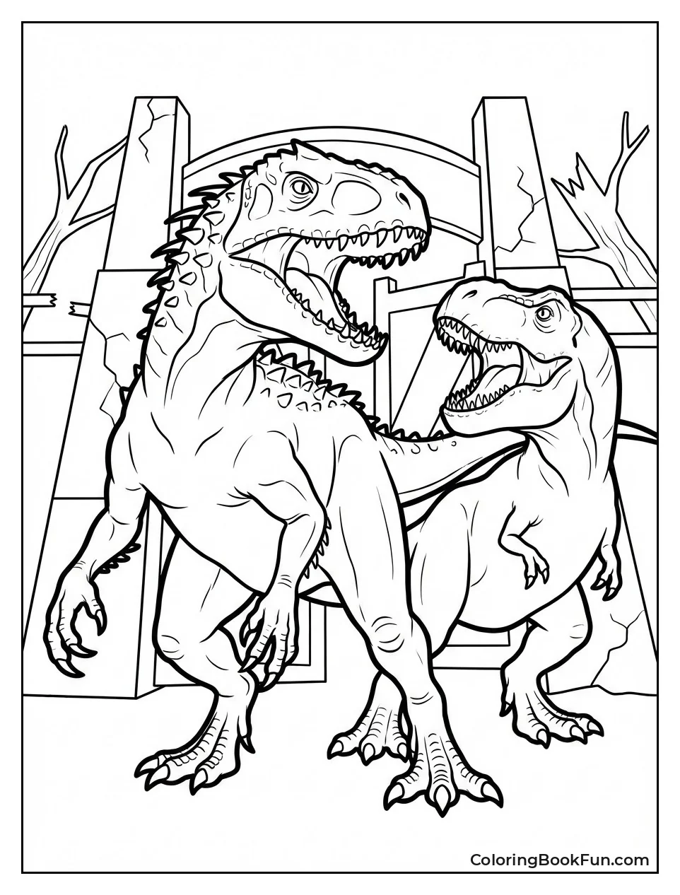 T-Rex Battles Huge Indominus Rex