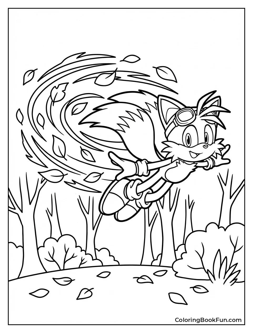 Tails Flies through Autumn Leaves