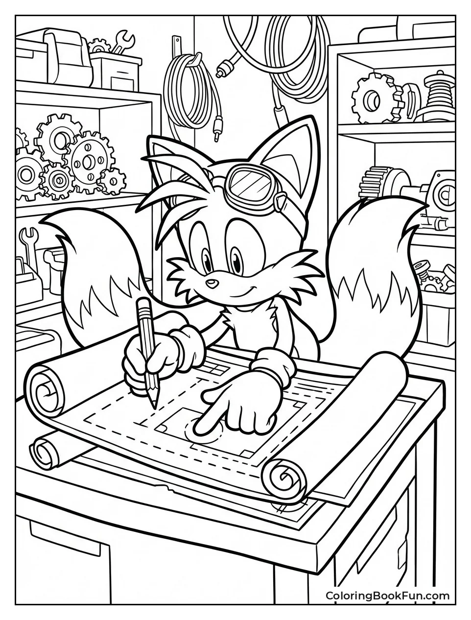 Tails Reads Invention Blueprints