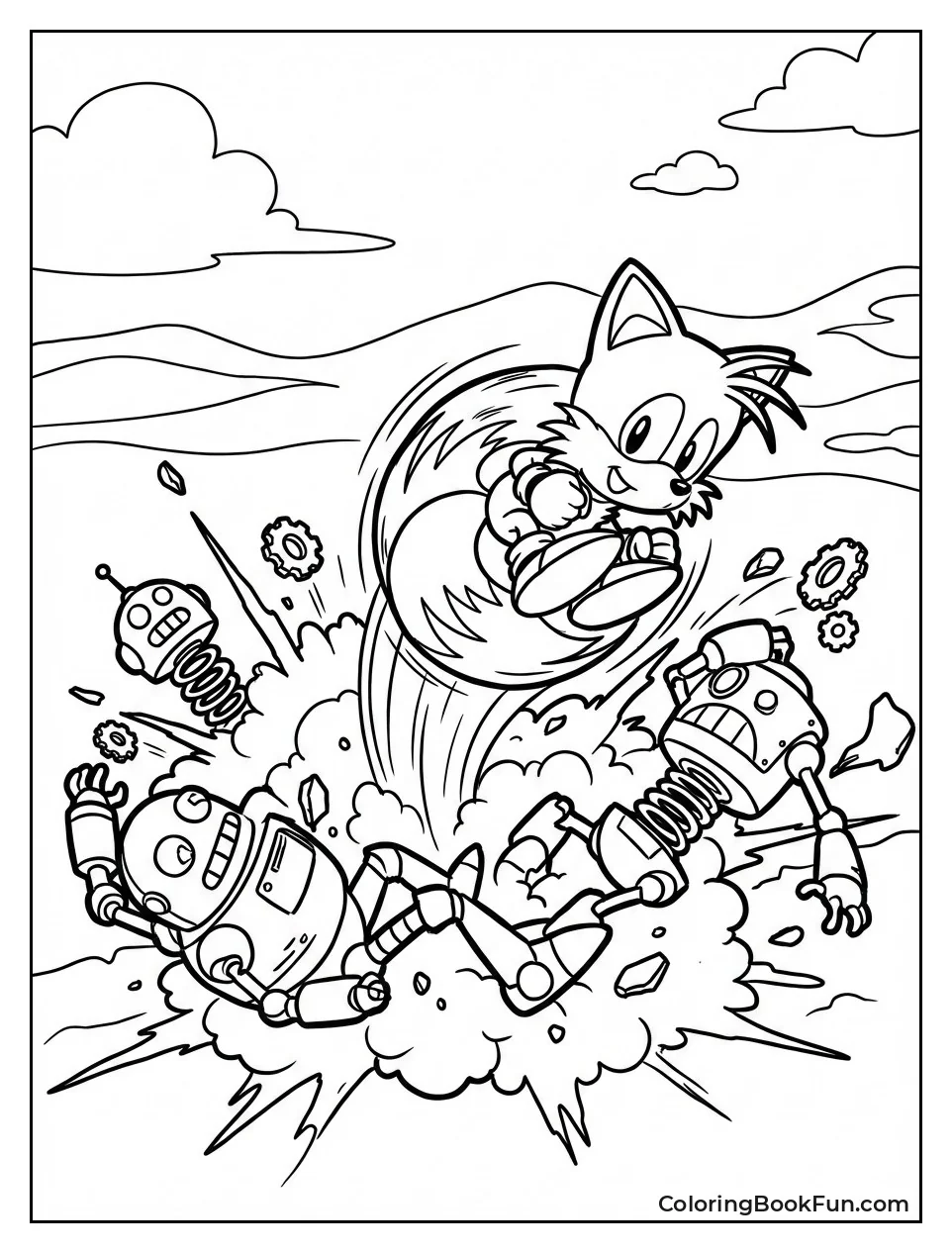 Tails Spin Dashes Badnik Robots